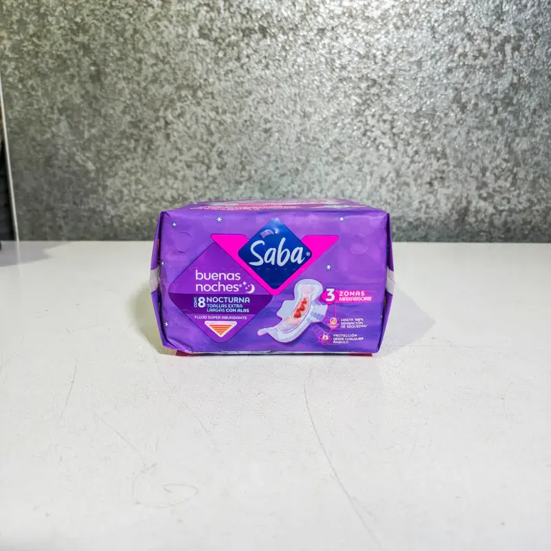 Toallas Femeninas Saba Buenas Noches Nocturna con Alas - 8pzas.