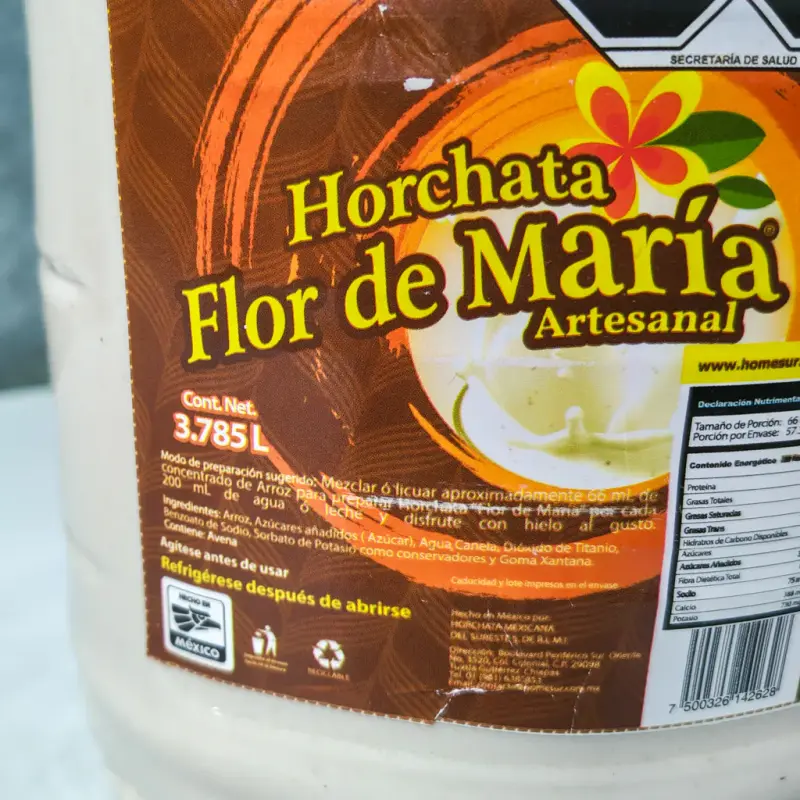 Horchata Flor De María Tradicional - Concentrado de Arroz - 3.785 Litros