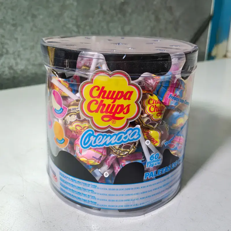 Paleta Chupa Chups Cremosa Surtido Bote con 60 Pz Exhibidor