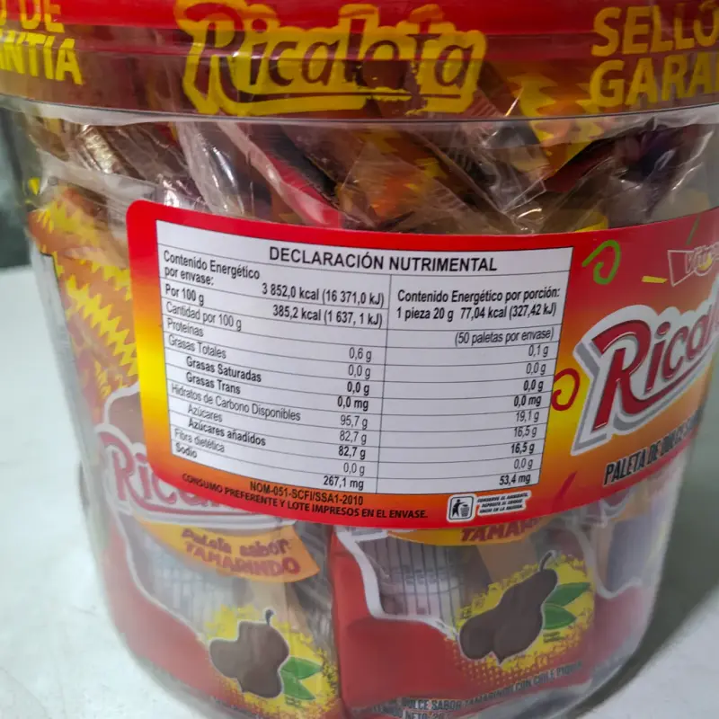 Paleta Ricaleta Tamarindo Bote con 50 pzas
